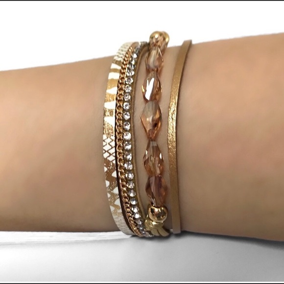 LLK Jewelry - Magnetic glass bead layered strap women’s celeb style bracelet